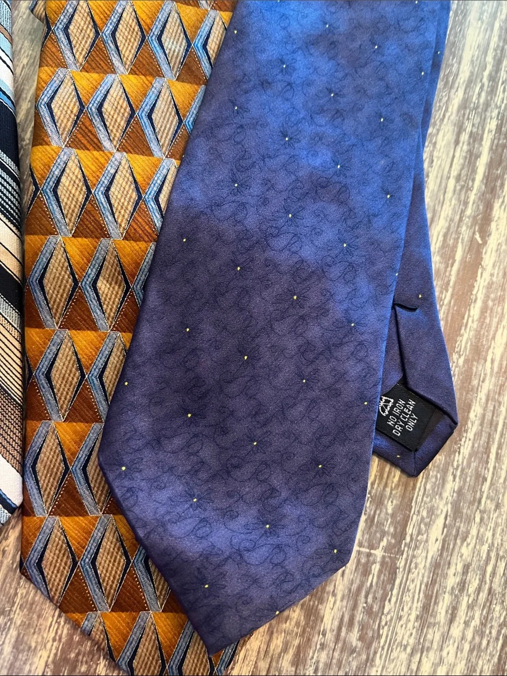 Assorted Men's Blue Patterned Silk and Polyester Ties. Set of 4